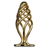 Tapón anal hueco de acero inoxidable dorado para expansión anal masculina y femenina.